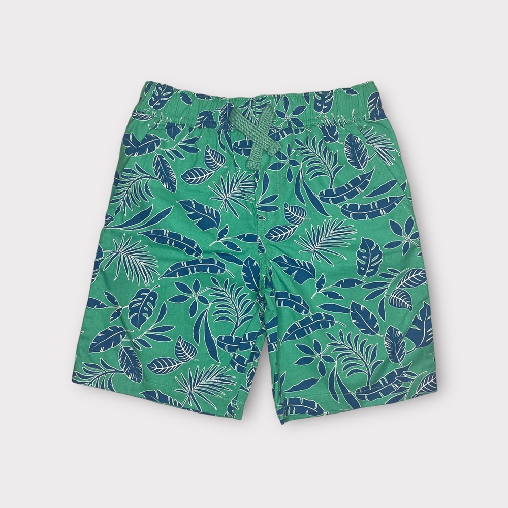 Maximus Rex Tropical Leaves Pattern Green Pull On Shorts NWOT